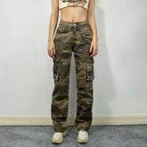 Pantalon de travail camouflage style streetwear, style hipster, coupe droite, avec poches